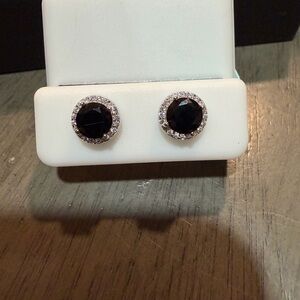 Elegant Black and Silver Stud Earrings